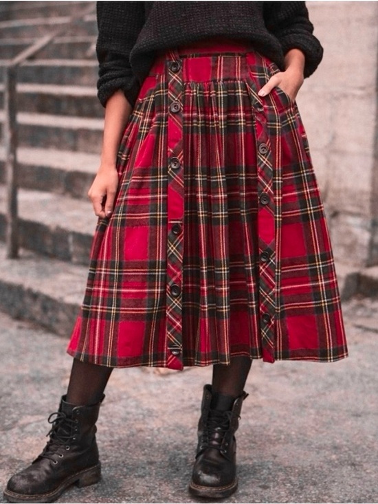 Vintage Dresses & Skirts - Vintage Royal Stewart Tartan Wool Pleated Skirt High Rise Le Château Size 7